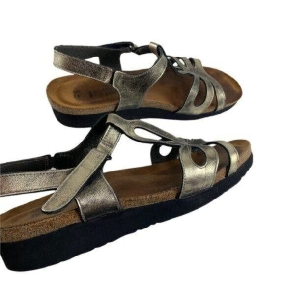 NAOT Gold Adjustable Wedge Sandal Strappy - Picture 5 of 6